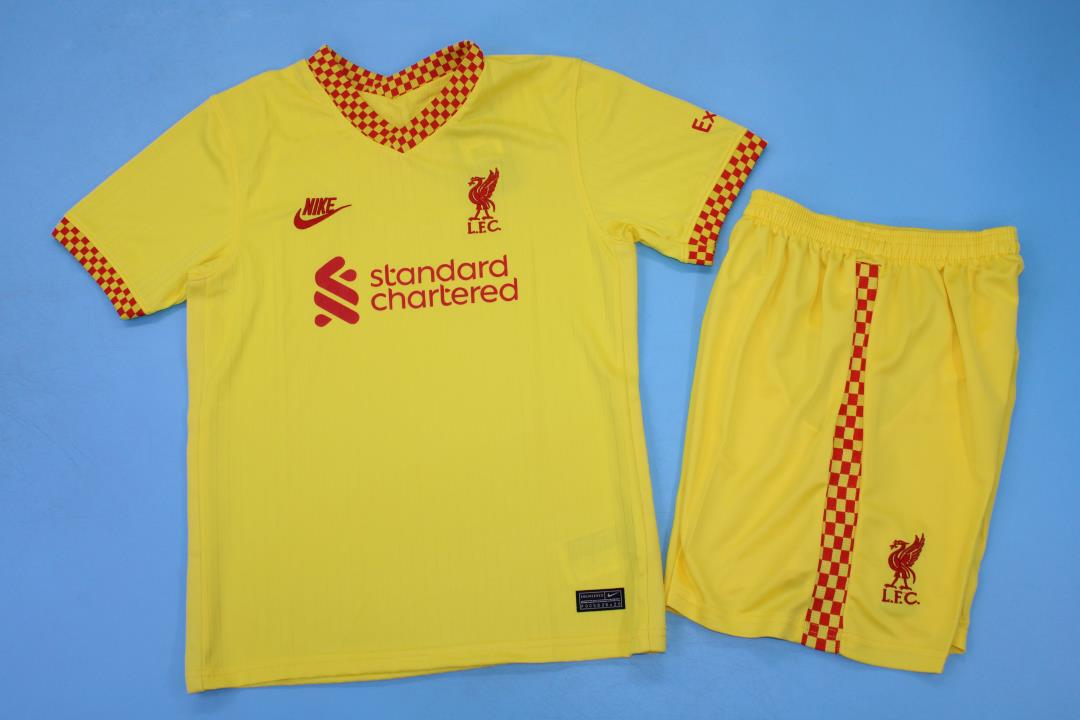 Kids-Liverpool 21/22 Third Yellow Soccer Jersey